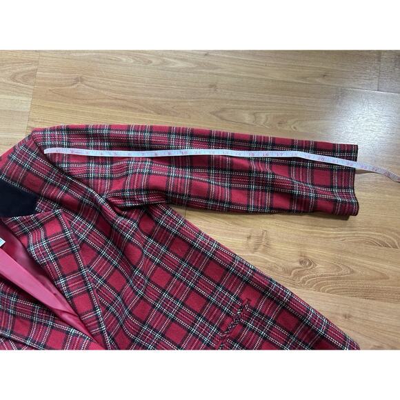 VTG Sag Harbor Petite blazer red black tartan plaid Women’s Size 10 Preppy 90’s - Picture 7 of 9